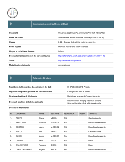 Referenti e Strutture Informazioni generali sul Corso di Studi