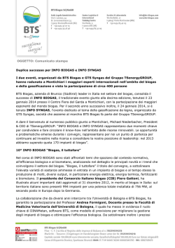 Duplice successo per INFO BIOGAS e INFO SYNGAS I