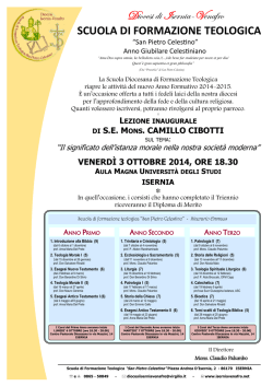 Diocesi di Isernia-Venafro SCUOLA DI FORMAZIONE TEOLOGICA