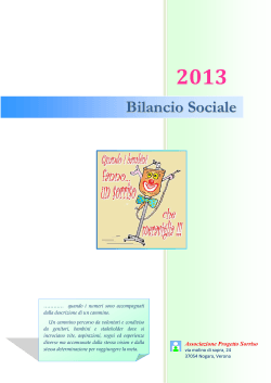 Bilancio Sociale 2013 - Associazione Progetto Sorriso