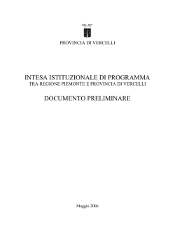 Intesa istituzionale di programma tra Regione Piemonte e Provincia