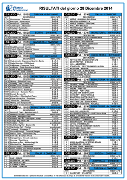 RISULTATI del giorno 28 Dicembre 2014