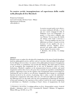 immaginazione ed esperienza della realt&agrave; nella filosofia di Iris