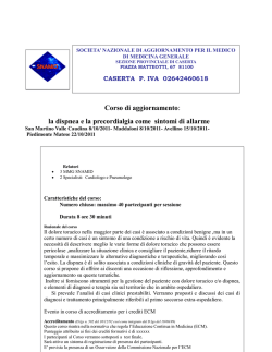 Corso di aggiornamento: la dispnea e la precordialgia