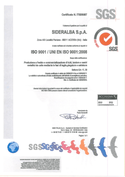 iSO 9001 - Sideralba SpA