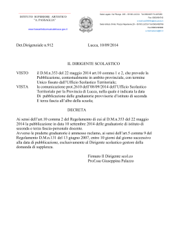 Det.Dirigenziale n.912 Lucca, 10/09/2014 IL
