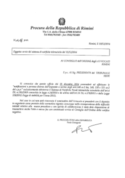 avvio del sistema di notifiche telematiche dal 15/12/2014