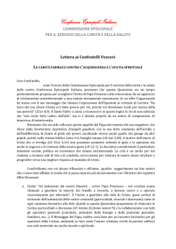 Il documento della CEI sulla Carit&agrave; come farmaco