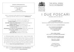 I DUE FOSCARI - Royal Opera House