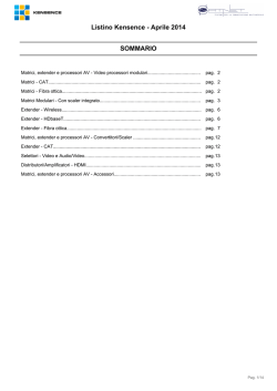 Listino Kensence - Aprile 2014 SOMMARIO
