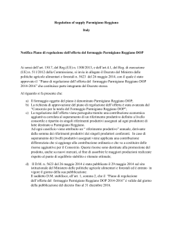 Regulation of supply Parmigiano Reggiano Italy Notifica Piano di