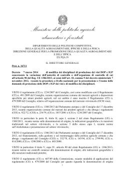 Decreto n. 16711 del 7 marzo 2014 di modifica dei disciplinari di