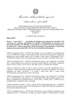Decreto n. 16711 del 7 marzo 2014 di modifica dei disciplinari di