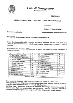 DELIBERA DI CONSIGLIO COMUNALE n° 75 del 29 settembre 2014