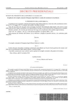 D.P.R. 22 settembre 2014 - Comune di Sicignano degli Alburni