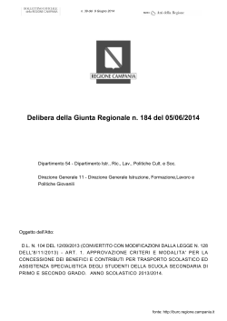 Delibera della Giunta Regionale n. 184 del 05/06/2014