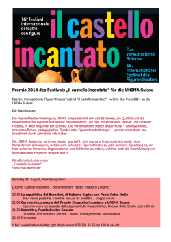 Premio 2014 des Festivals „il castello incantato” für die UNIMA Suisse