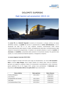 14 Dolomiti Superski - Dati tecnici ed economici