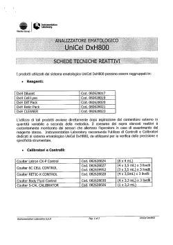 schede tecniche reattivi. ANALIZZATORE EMATOLOGICO UNICEL