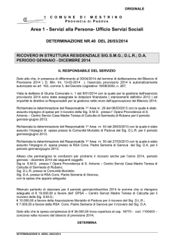 Determinazione n. 40 del 26.03.2014 Ricovero in struttura