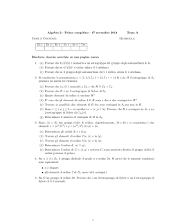 Algebra 2 - Primo compitino - 17 novembre 2014 Tema A Nome e