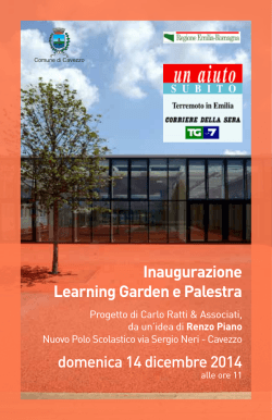 Inaugurazione Learning Garden e Palestra domenica 14 dicembre