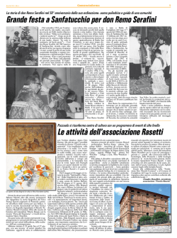 Grande festa a Sanfatucchio per don Remo Serafini Le attivit&agrave; dell