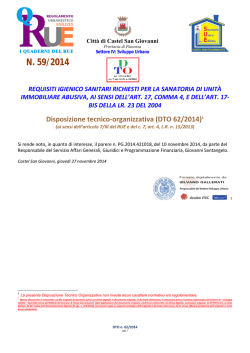 DTO 62-2014 Requisiti igienico sanitari richiesti per la sanatoria di