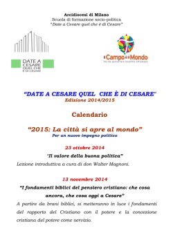 Il calendario degli incontri