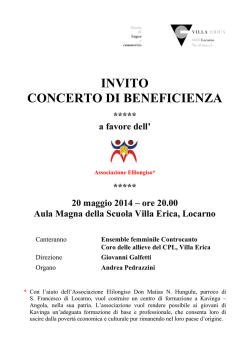 INVITO CONCERTO DI BENEFICIENZA ***** a favore dell