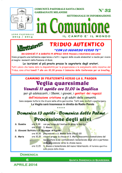 In comunione n&deg; 32 del 6 aprile 2014