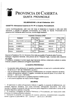 Deliberazione di G.P. n. 84 del 9 settembre 2014