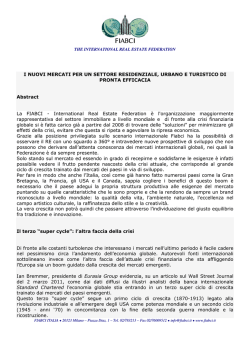 I NUOVI MERCATI PER UN SETTORE RESIDENZIALE