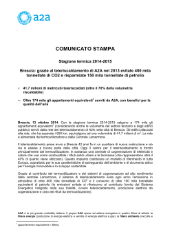 Brescia: grazie al teleriscaldamento di A2A nel 2013 evitate 400