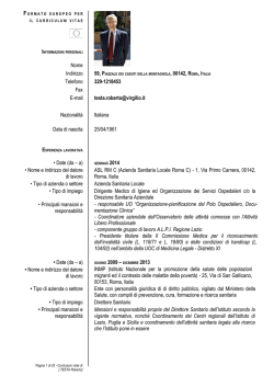 C.V. Direttore Sanitario Dott. Roberto Testa