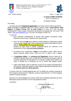Prot. 7c/2014-15/GC/sc Torino, 11 luglio 2014 Agli Arbitri di PRIMA