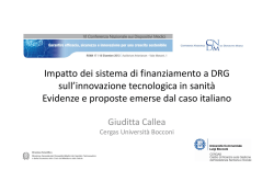 Impatto dei sistema di finanziamento a DRG sulla innovazione