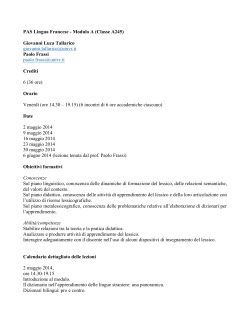 PAS Lingua Francese - Modulo A (Classe A245) Giovanni Luca