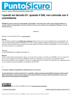 I quesiti sul decreto 81: quando il DdL non coincide