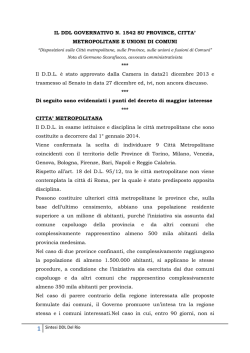 IL DDL GOVERNATIVO N. 1542 SU PROVINCE