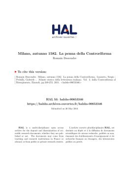 Milano, autunno 1582. La penna della Controriforma - Hal-SHS