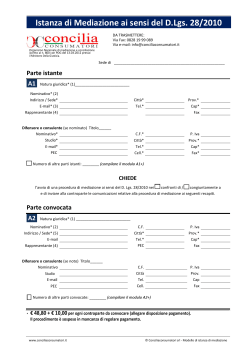 Istanza di mediazione - Conciliaconsumatori srl