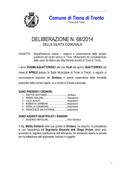 DELIBERAZIONE N. 68/2014 - Comune di Tione di Trento