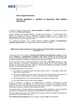 Decreto legislativo n. 102/2014 di attuazione della direttiva 2012/27