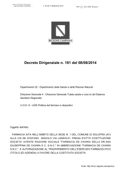 Decreto Dirigenziale n. 181 del 08/08/2014 - Burc