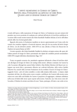 I dipinti neometafisici di Giorgio de Chirico Risposta della