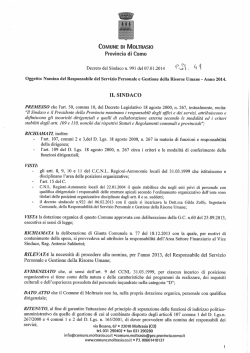nomina Responsabile servizio personale e gestione risorse umane