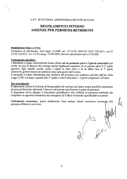 Regolamento interno assenze per permessi retribuiti del personale