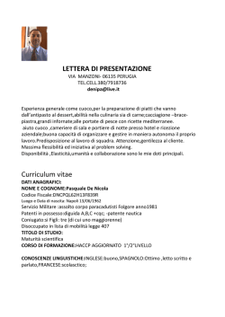 LETTERA DI PRESENTAZIONE Curriculum vitae