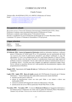 curriculum vitæ - Università Telematica Internazionale UNINETTUNO